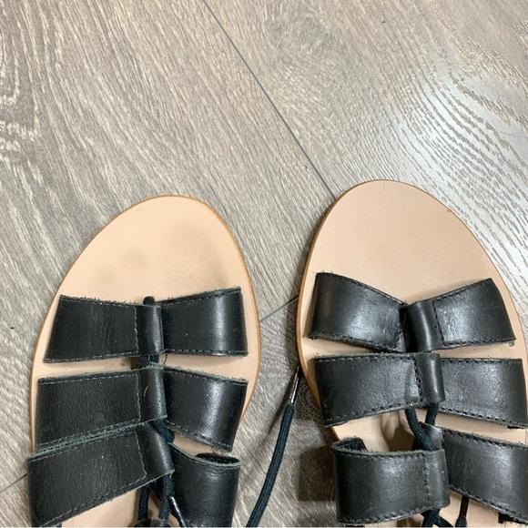 Loeffler Randall Women’s Gladiator Sandals Lace Up Leather Black Flats Open toe - Picture 10 of 14